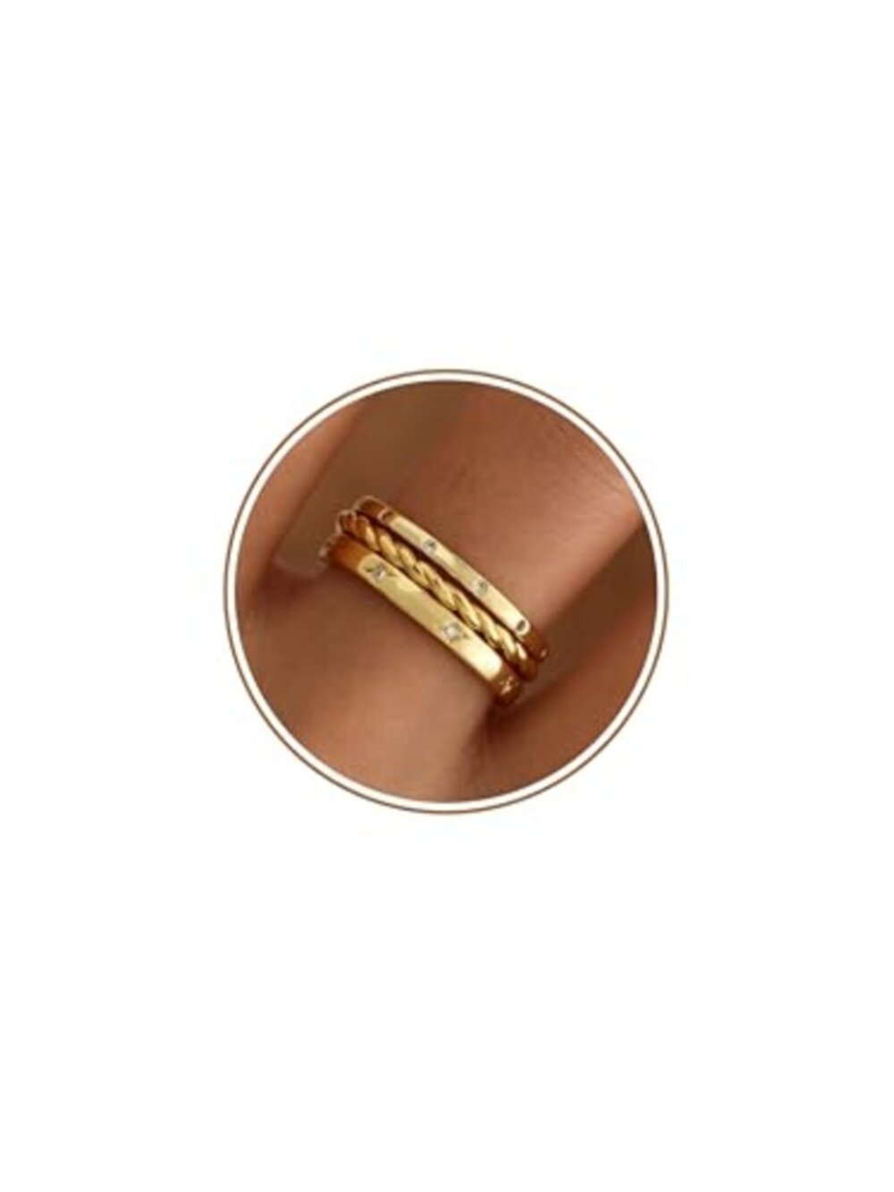 14k Gold Plated Stackable Rings Set Cubic Zirconia Wedding Bands